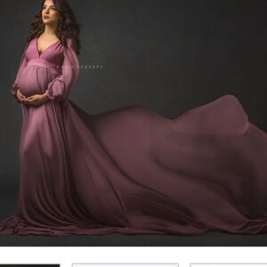 Elegant Mauve Maternity Gown